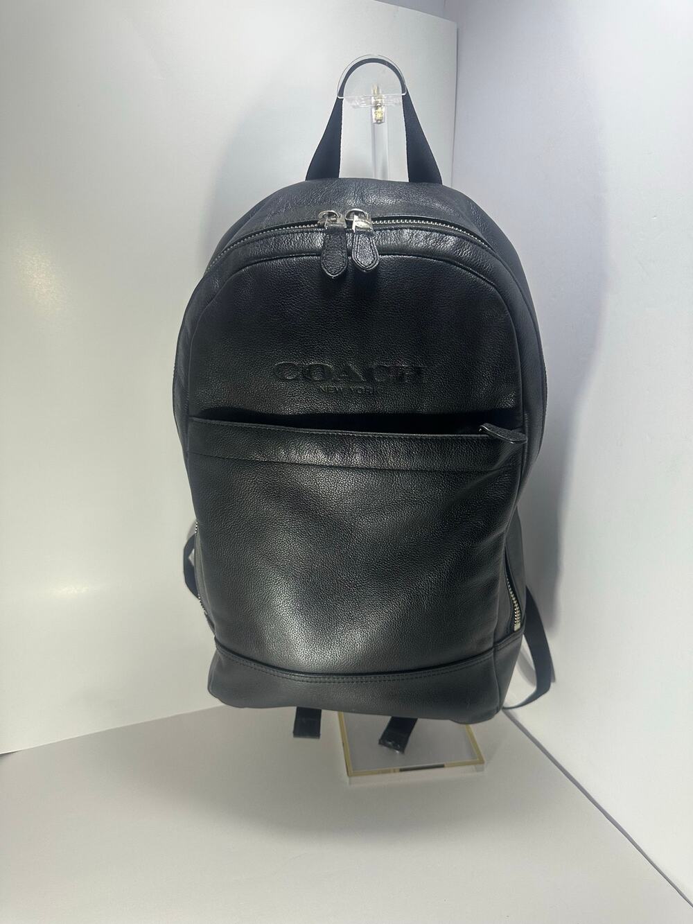 Coach Black Leather Backpack – Silver Hardware